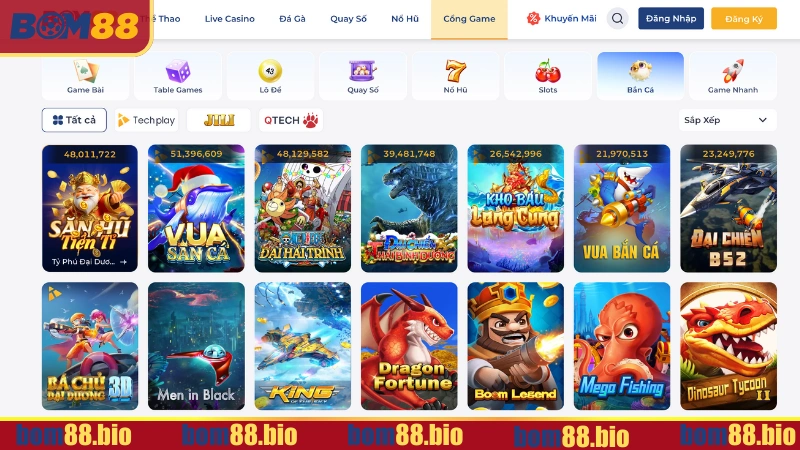 Giới thiệu các sảnh bắn cá hot nhất tại nhà cái BOM88